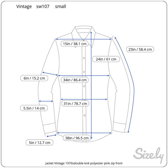 Jacket Vintage 1970sdouble knit polyester pink zip front - Picture 2 of 10